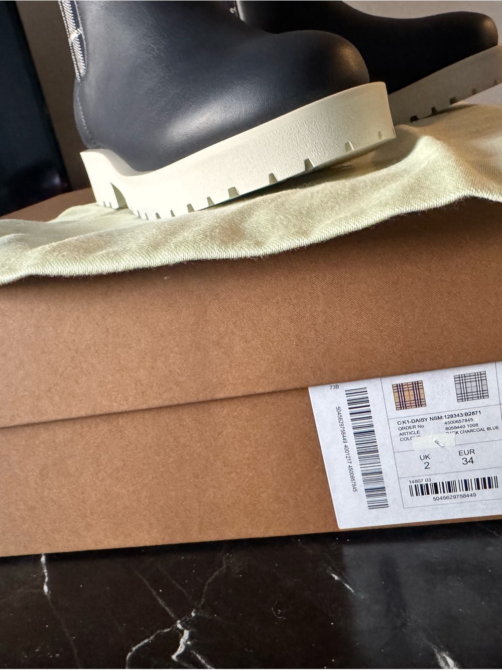 Brand new never worn Burberry Kids' Dearington Check Chelsea Boot